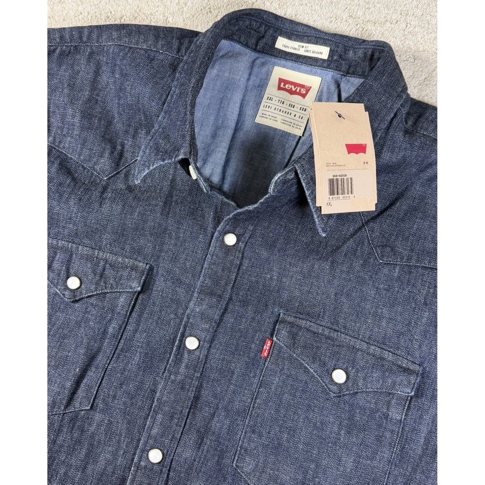 NWT Levi's Pearl Snap Western Barstow Denim Jean Shirt Men's Size 2XL